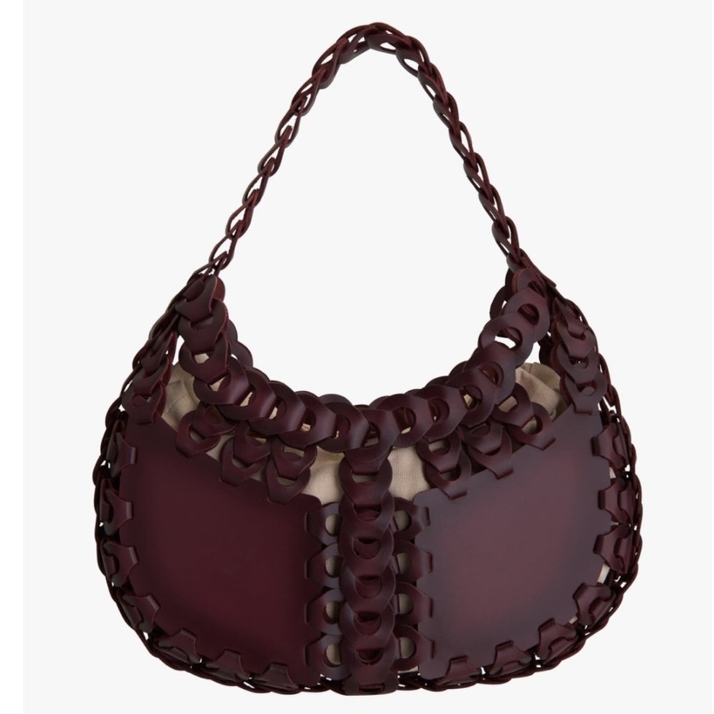 Zara Burgundy Woven Leather Shoulder bag